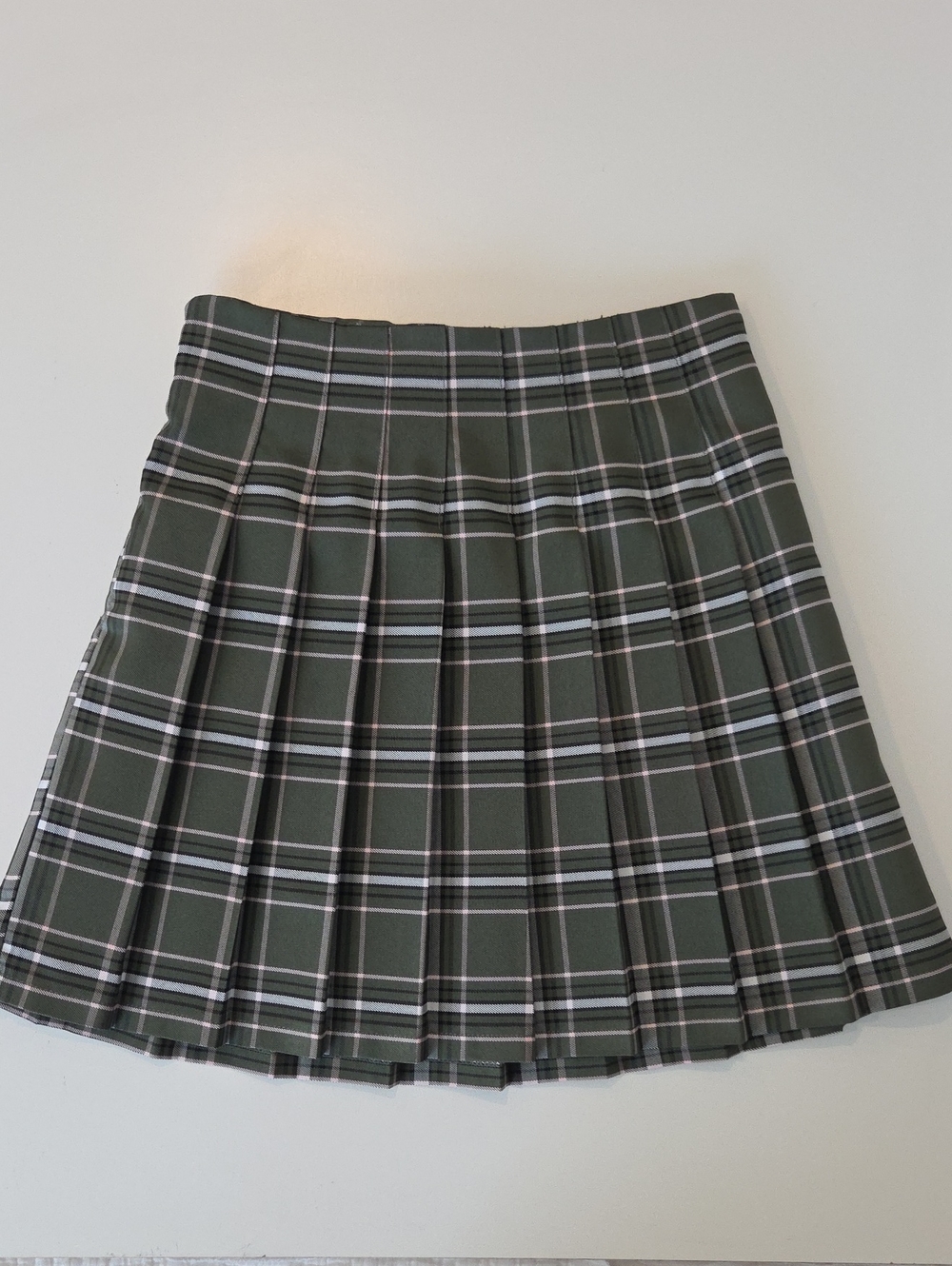 No Boundaries Olive Plaid Pleated Kilt Skirt XS School Girls Juniors Preppy